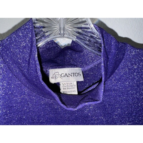 Gantos Vintage Women's Size Large Purple Sparkle Mock Neck Tank Top Stretch - Picture 5 of 9